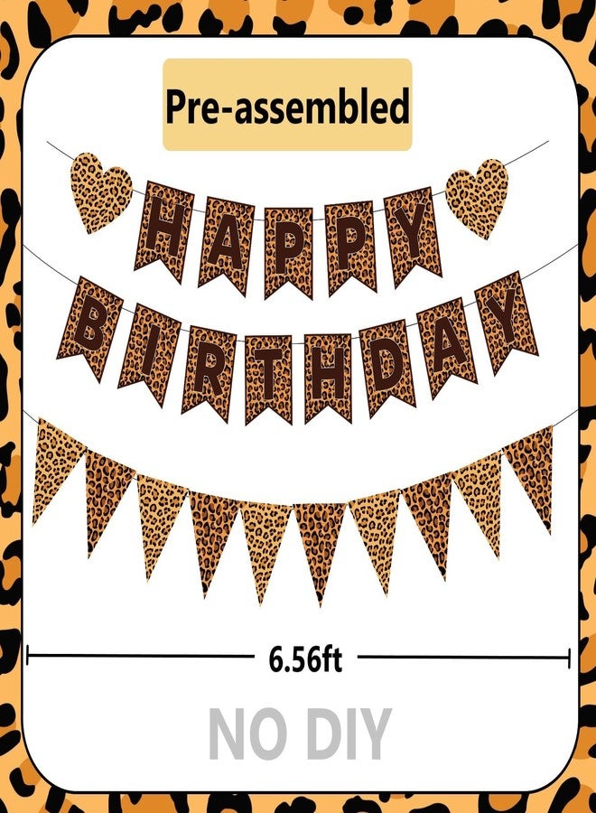 WAWEOOP Cheetah Print Birthday Decorations,Leopard Birthday Banner Pennant Banner,Cheetah Leopard Print Party Decor Supplies for Adults Women Girl - Image 3